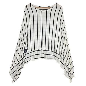 MILKMAID GOODS WOMEN'S STRIPED NURSING COVER PONCHO – WHITE/BLACK – ONE SIZE
